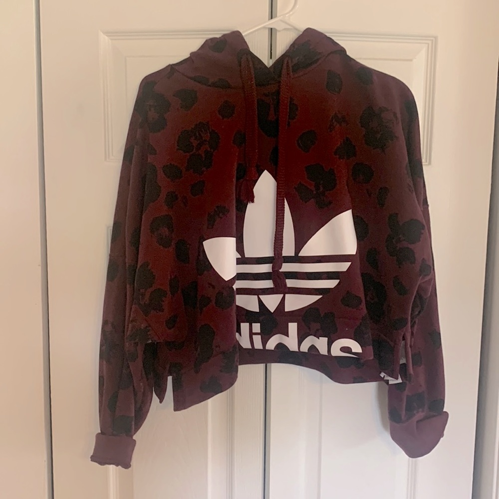Adidas wine & black leopard hoodie